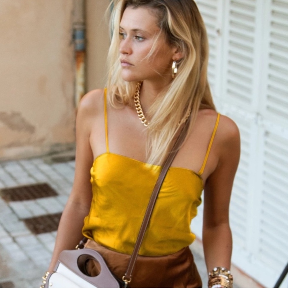 Dannijo Silk Tank Top in Marigold Yellow